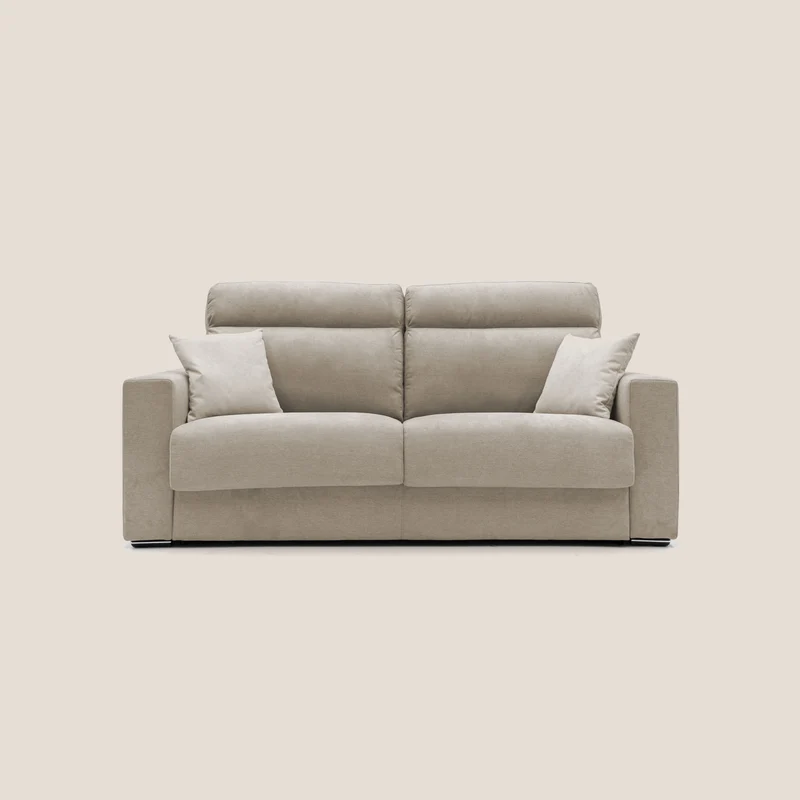 Nikita Divano letto matrimoniale con schienale morbido alto e rivestimento T02 beige