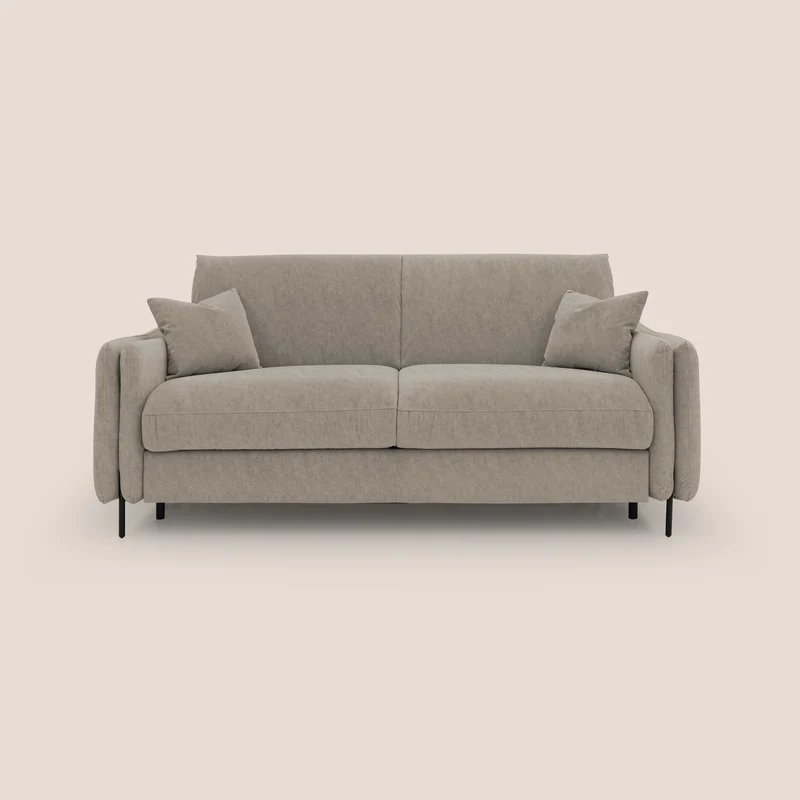 Gregory Divano letto con materasso h18 cm in microfibra effetto velluto impermeabile T09 tortora