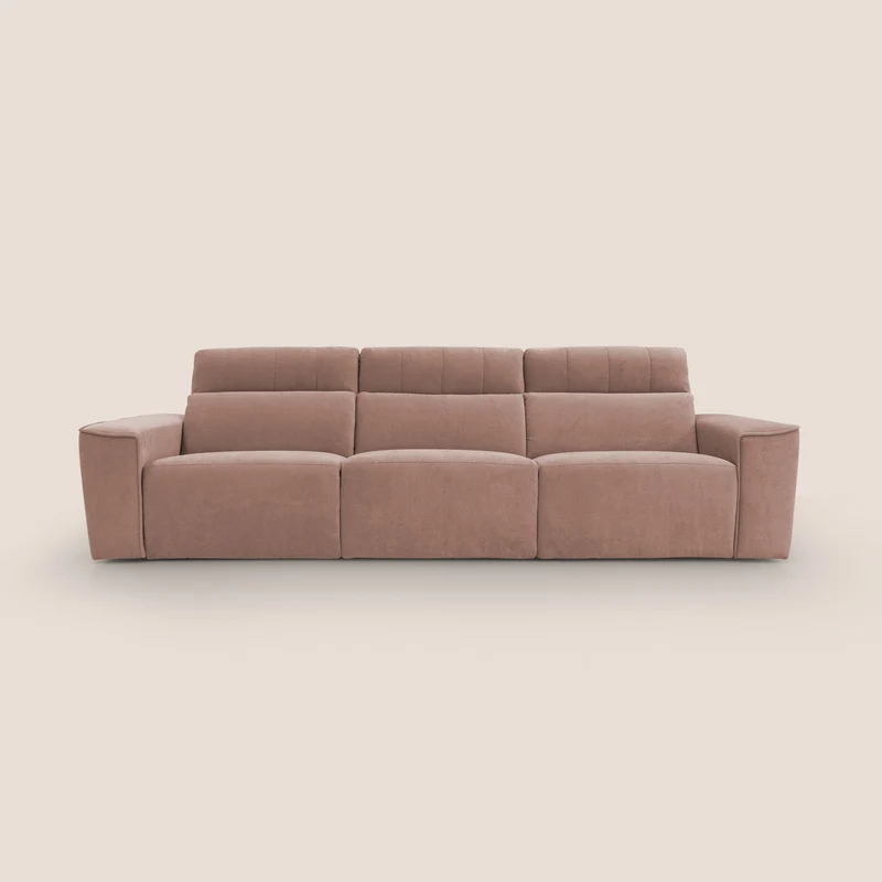 Clark Divano modulare 3 sedute con opzione relax elettrico in tessuto smacchiabile impermeabile T17 rosa