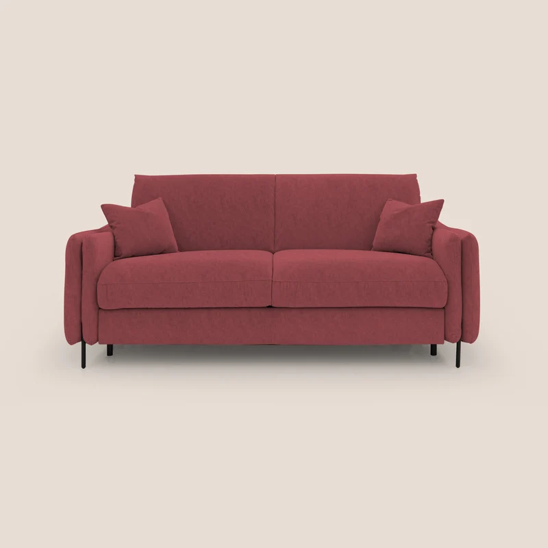 Gregory Divano letto con materasso h18 cm in microfibra effetto velluto impermeabile T09 rosso