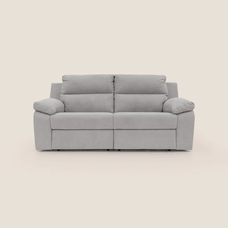 Romeo Divano relax con recliner elettrico in morbido tessuto impermeabile T02 grigio chiaro
