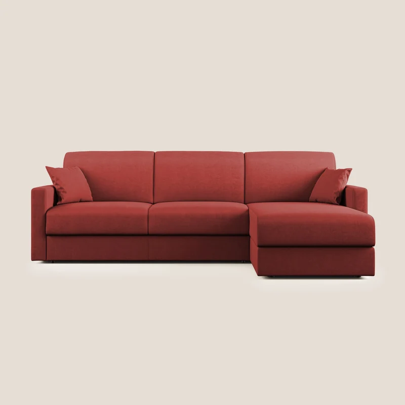 Chris Divano letto angolare con penisola in microfibra smacchiabile T11 rosso