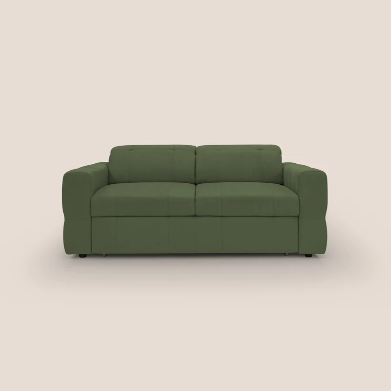 Kronos Divano con pouf estraibile poggiapiedi e poggiatesta reclinabili in morbida microfibra impermeabile T11 verde