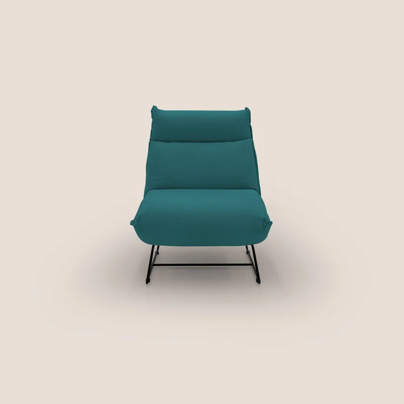 Tessa Poltroncina dal design moderno in morbida microfibra smacchiabile T11 petrolio