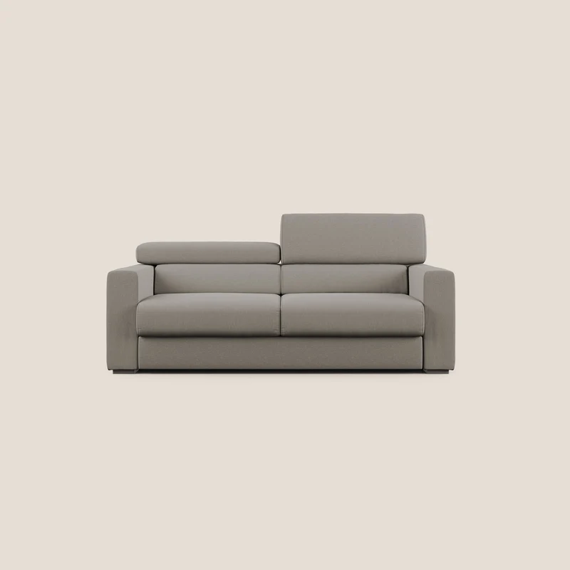 Dylan divano allungabile con pouf estraibile poggiapiedi in tessuto simil cotone impermeabile T13 tortora