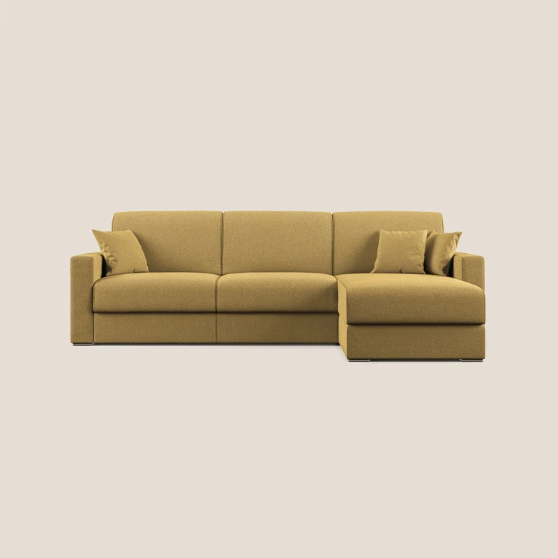 Best Divano letto angolare con penisola in tessuto smacchiabile QuickClean T08 giallo