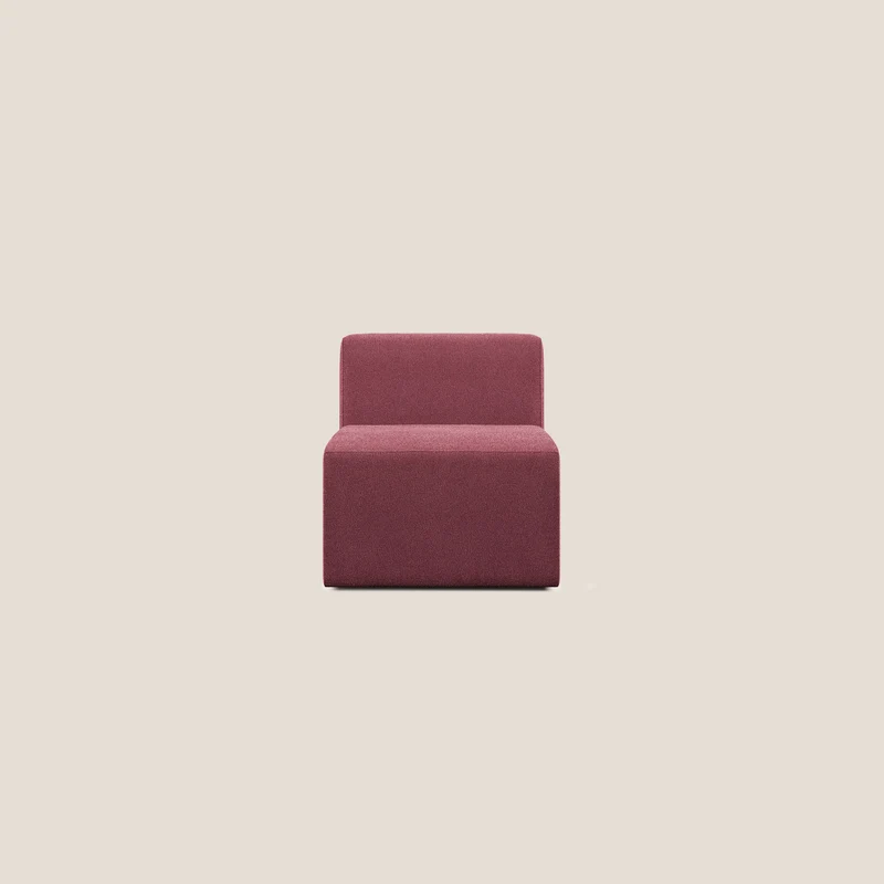 Nettuno modulo poltrona centrale in morbido tessuto bouclè T07 rosso