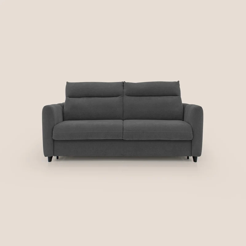 Peonia divano letto scandinavo con materasso H18 cm e morbido e alto schienale in tessuto Bouclé impermeabile T07 antracite