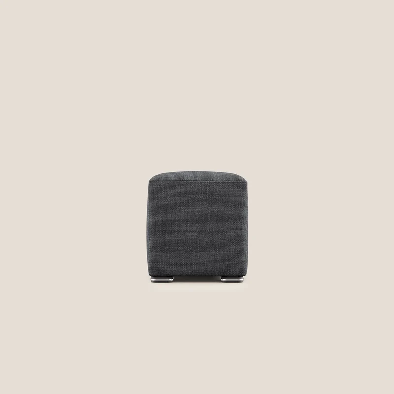 Cube pouf in morbido tessuto impermeabile ad intreccio melangiato T06 antracite
