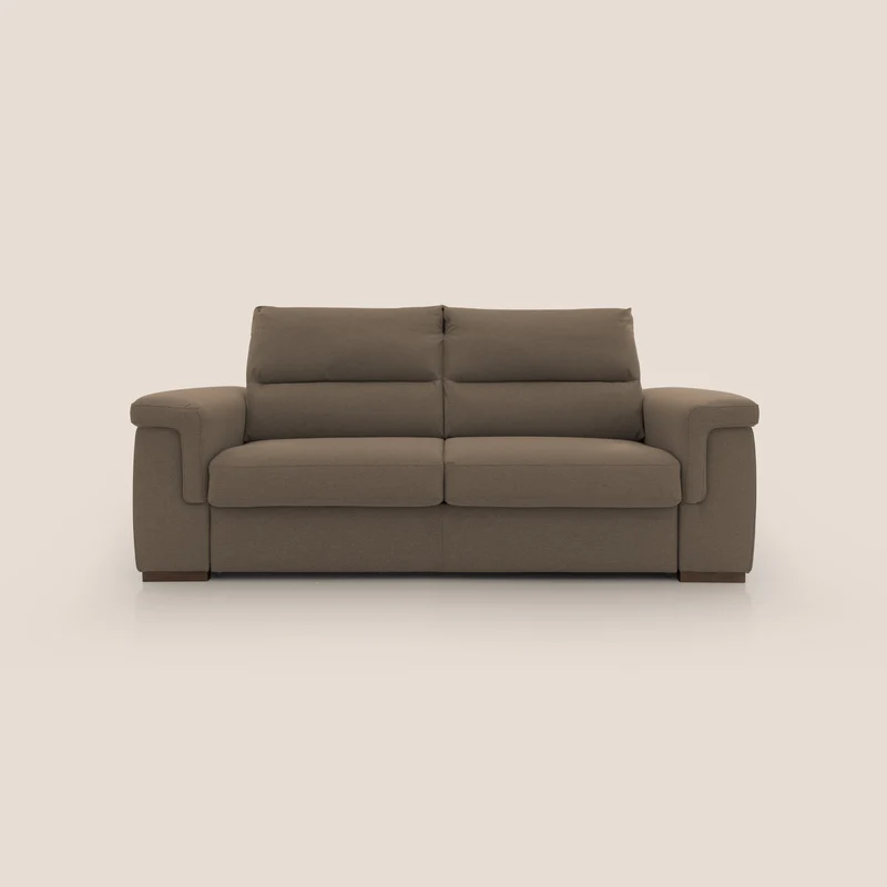 Magnolia divano letto con materasso alto 18 cm morbido schienale alto in tessuto smacchiabile T05 marrone