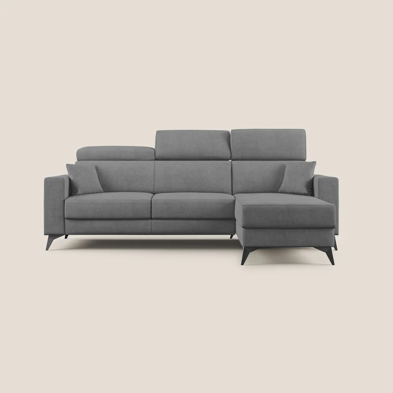 Pegaso divano letto angolare con poggiatesta reclinabili e rivestimento impermeabile T02 grigio