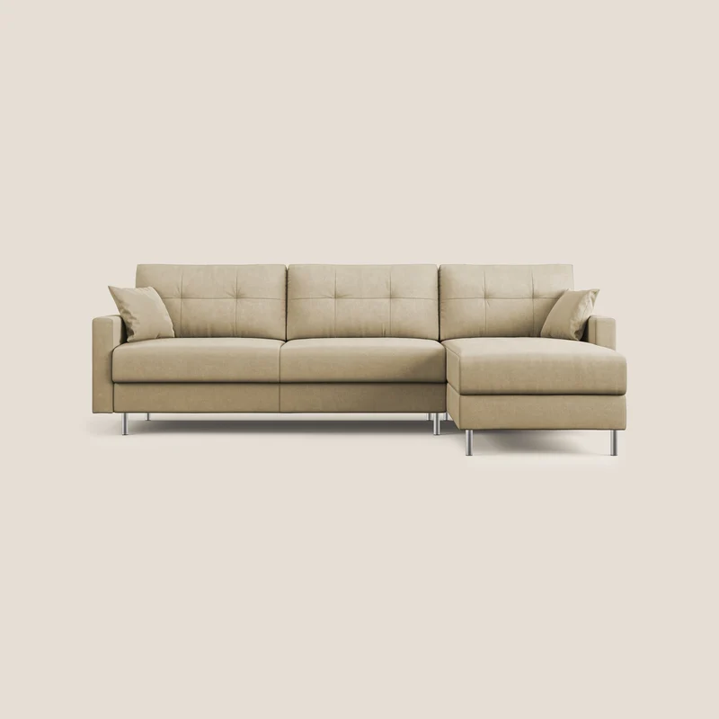 Megan divano letto angolare in microfibra smacchiabile T11 beige