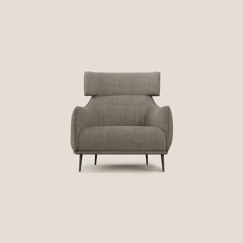 Zelda Poltroncina dal design moderno in morbido tessuto impermeabile T06 marrone