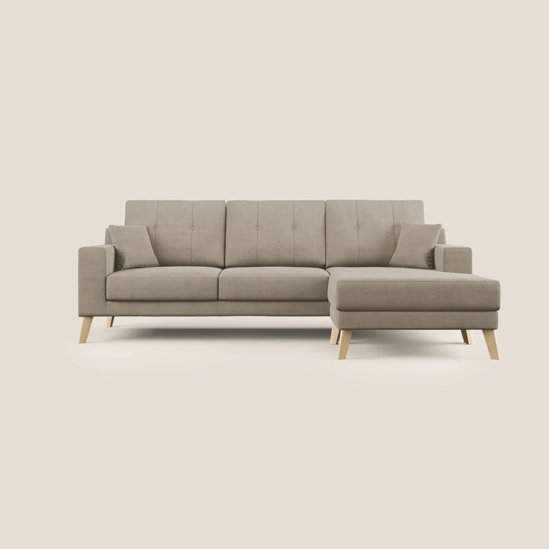 Danish divano angolare REVERSIBILE in tessuto morbido impermeabile T02 beige