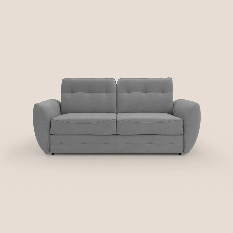 Zeus Divano letto scandinavo con schienale alto in tessuto impermeabile T02 grigio