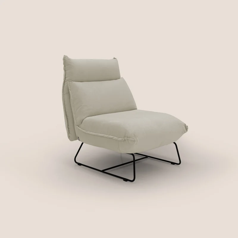 Tessa Poltroncina dal design moderno in morbida microfibra smacchiabile T11 panna