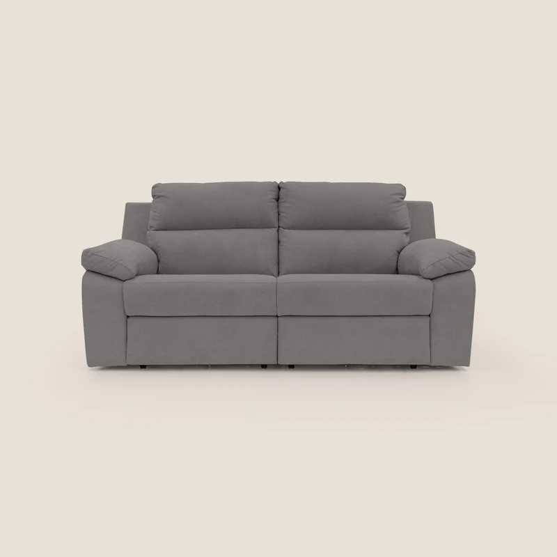 Romeo Divano relax con recliner elettrico in morbido tessuto impermeabile T02 grigio