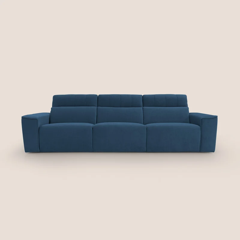 Clark Divano modulare 3 sedute con opzione relax elettrico in tessuto smacchiabile impermeabile T17 blu