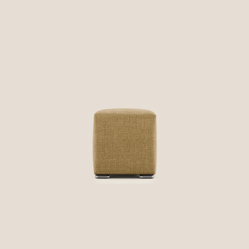 Cube pouf in morbido tessuto impermeabile ad intreccio melangiato T06 giallo