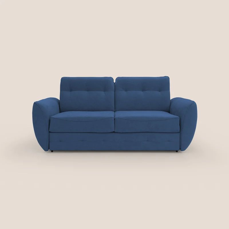 Zeus Divano letto scandinavo con schienale alto in tessuto impermeabile T02 blu