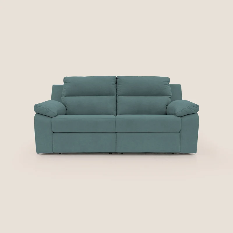 Romeo Divano relax con recliner elettrico in morbido tessuto impermeabile T02 petrolio
