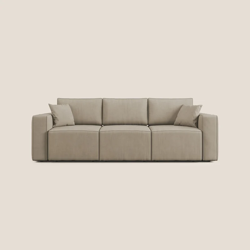 Morfeo divano con 3 sedute estraibili in morbido tessuto impermeabile T02 beige