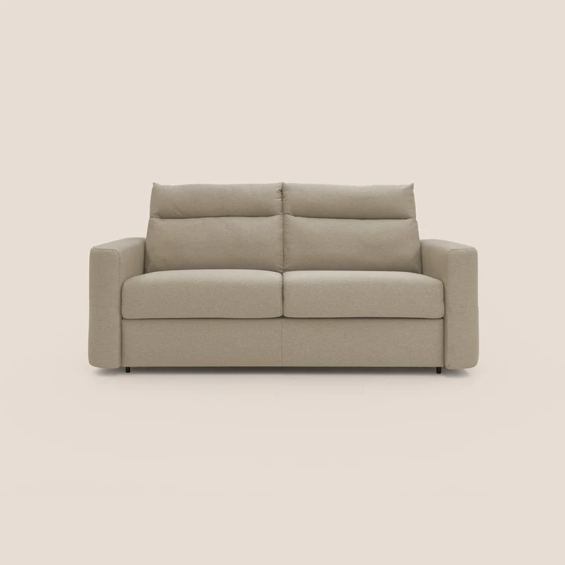 Cupido Divano letto materasso H18 cm e schienale alto in tessuto impermeabile simil cotone T13 beige