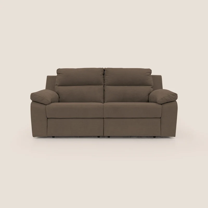 Romeo Divano relax con recliner elettrico in morbido tessuto impermeabile T02 marrone