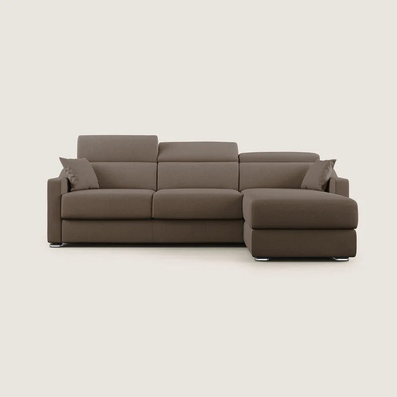 Amber divano letto angolare in tessuto smacchiabile T05 marrone