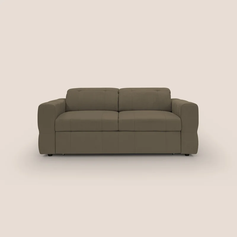 Kronos Divano con pouf estraibile poggiapiedi e poggiatesta reclinabili in morbida microfibra impermeabile T11 marrone