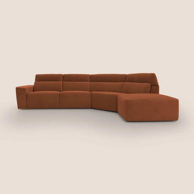 Clark Divano angolare con opzione relax elettrico in tessuto smacchiabile impermeabile T17 arancio