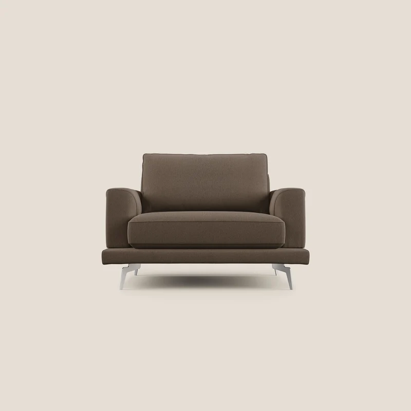 Dorian poltrona moderna in tessuto smacchiabile T05 marrone