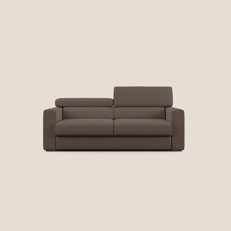 Dylan divano allungabile con pouf estraibile poggiapiedi in tessuto simil cotone impermeabile T13 marrone