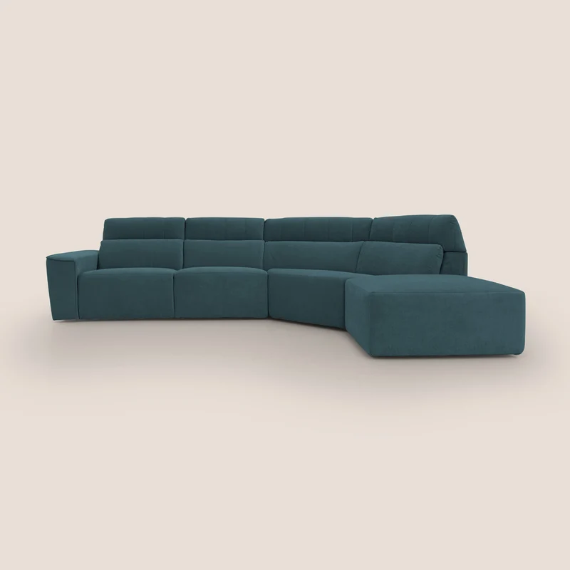 Clark Divano angolare con opzione relax elettrico in tessuto smacchiabile impermeabile T17 petrolio