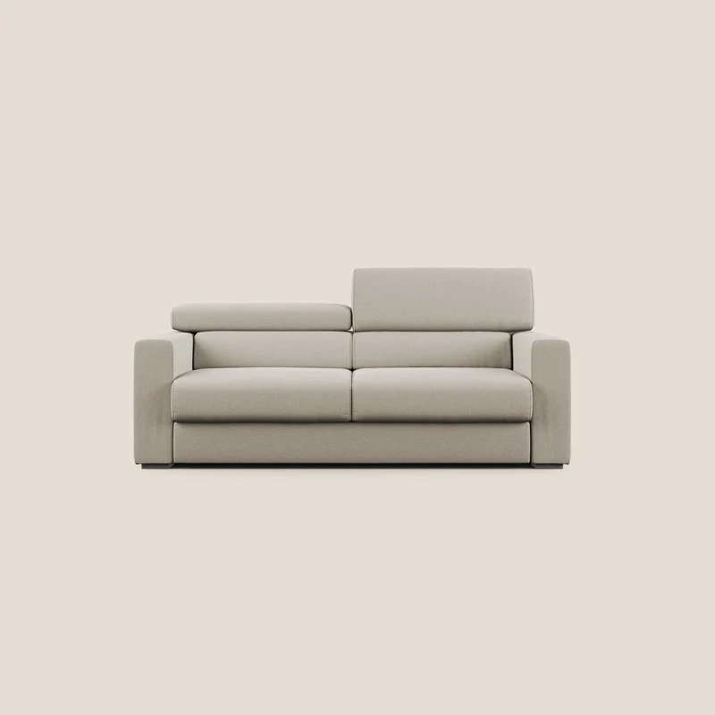 Dylan divano allungabile con pouf estraibile poggiapiedi in tessuto simil cotone impermeabile T13 panna