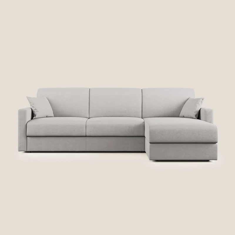Chris Divano letto angolare con penisola in microfibra smacchiabile T11 grigio chiaro
