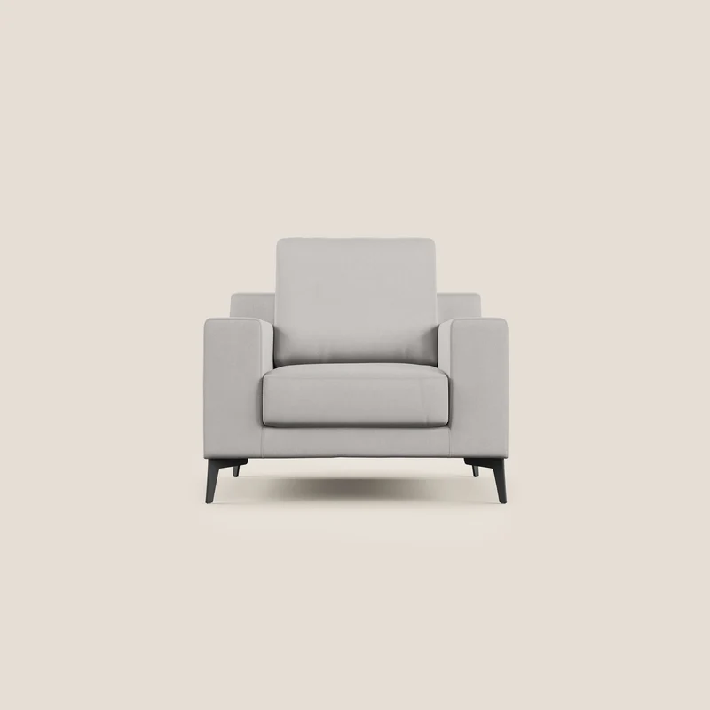 Prestige poltroncina moderna in microfibra smacchiabile T11 grigio chiaro