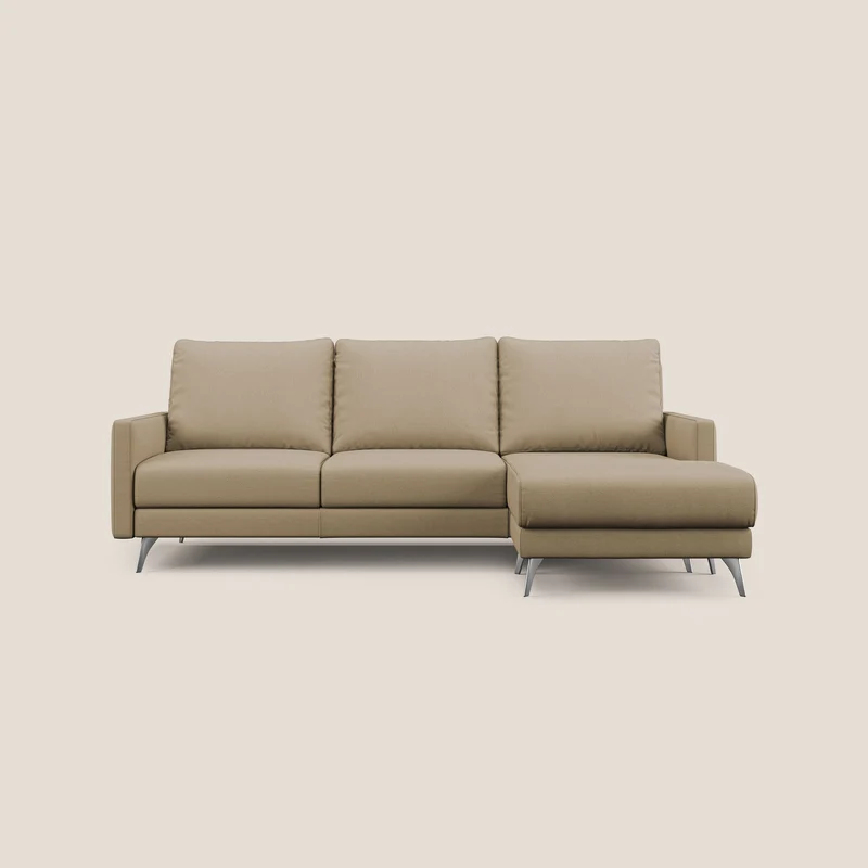 Klimt Divano angolare con sedute scorrevoli in tessuto morbido smacchiabile T05 beige