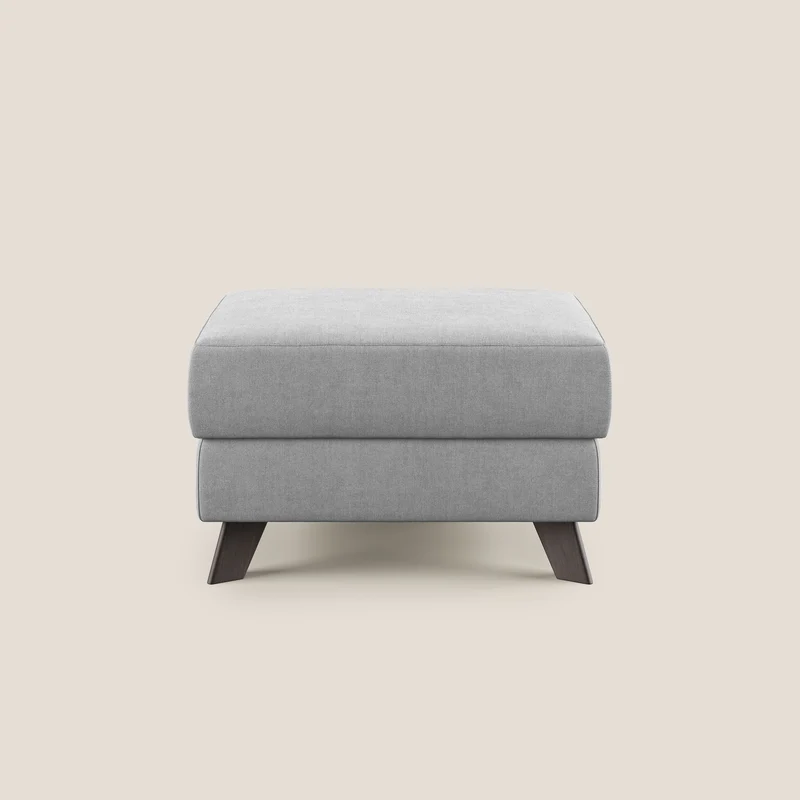 Moon Pouf contenitore e piedini alti in tessuto morbido impermeabile T02 grigio chiaro
