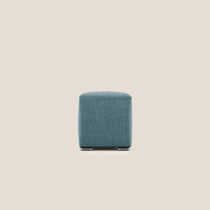 Cube pouf in morbido tessuto impermeabile ad intreccio melangiato T06 azzurro