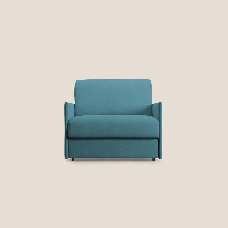 Evans poltrona letto in morbido tessuto impermeabile T02 azzurro