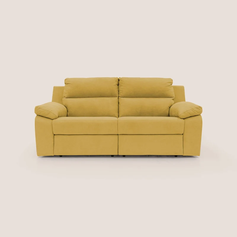 Romeo Divano relax con recliner elettrico in morbido tessuto impermeabile T02 giallo