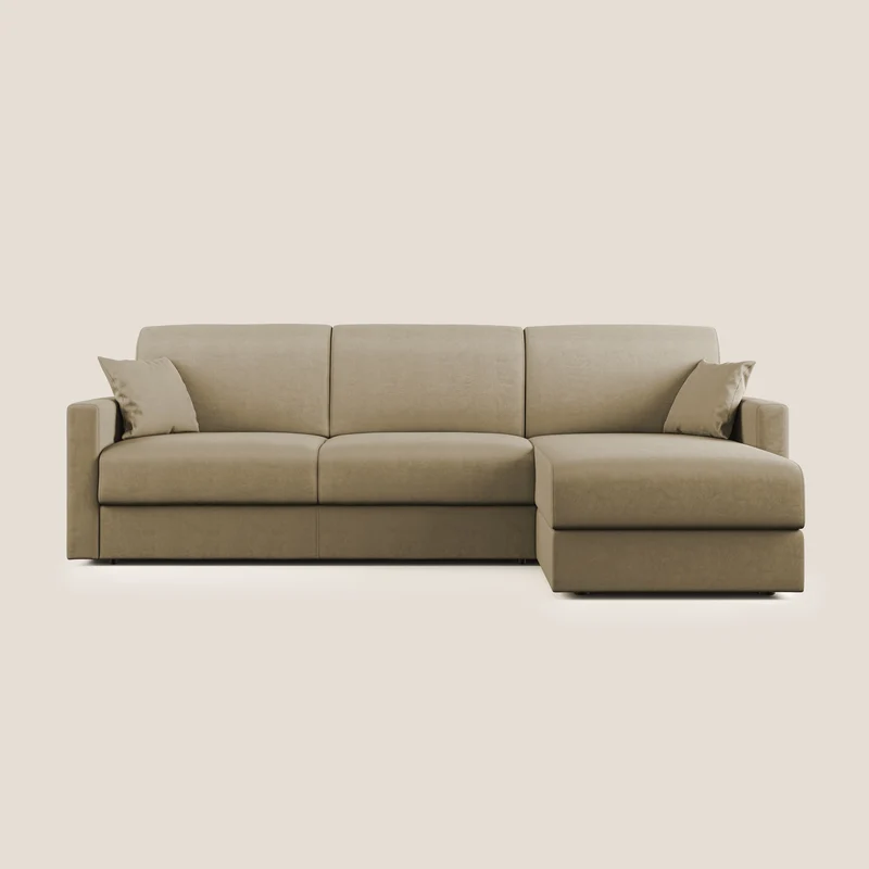 Chris Divano letto angolare con penisola in microfibra smacchiabile T11 beige