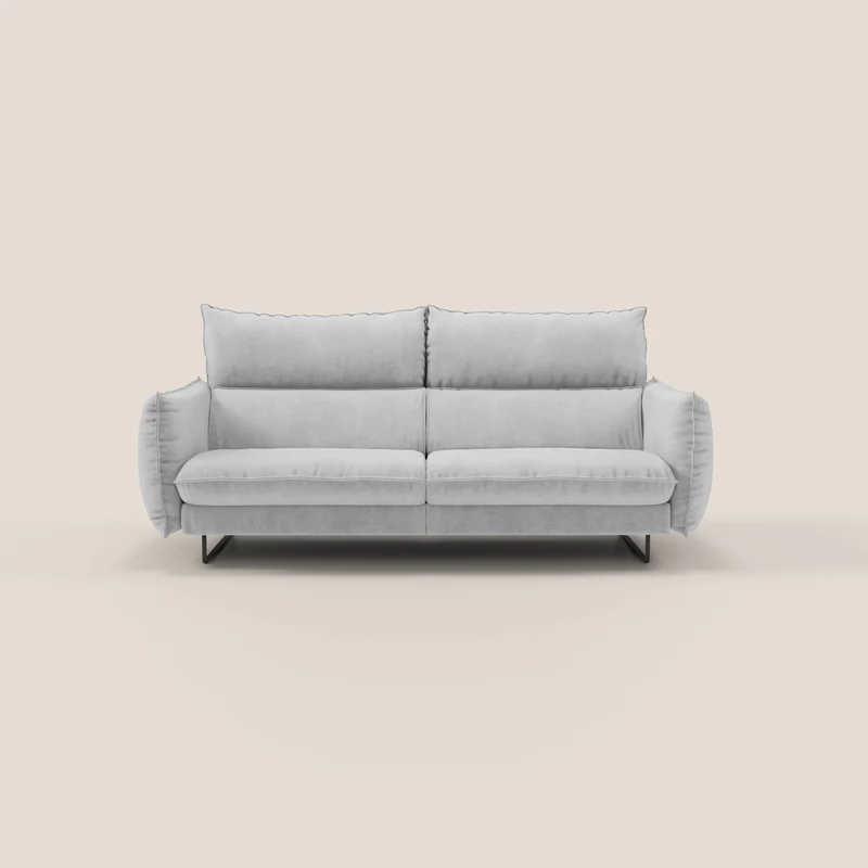 Monamour Divano dal design moderno con opzione relax elettrico in microfibra smacchiabile impermeabile T11 grigio chiaro