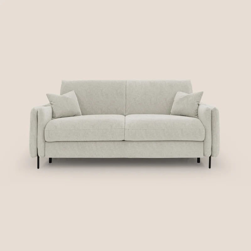 Gregory Divano letto con materasso h18 cm in microfibra effetto velluto impermeabile T09 panna
