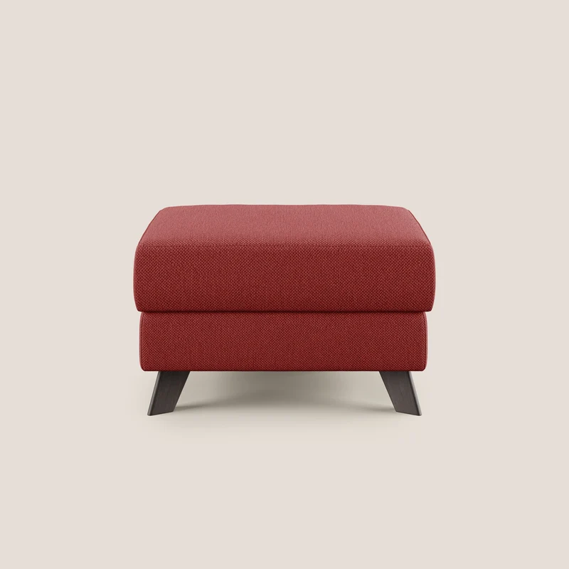 Moon Pouf contenitore e piedini alti in tessuto smacchiabile con acqua T05 rosso