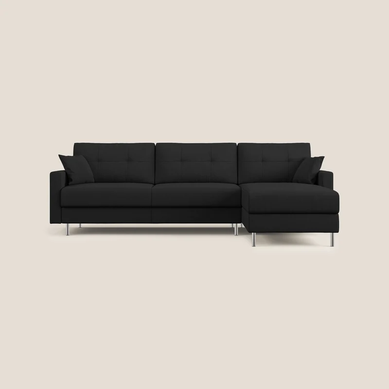 Megan divano letto angolare in microfibra smacchiabile T11 nero