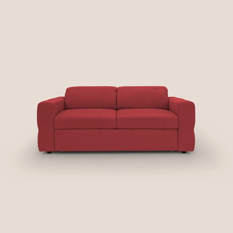 Kronos Divano con pouf estraibile poggiapiedi e poggiatesta reclinabili in morbida microfibra impermeabile T11 rosso