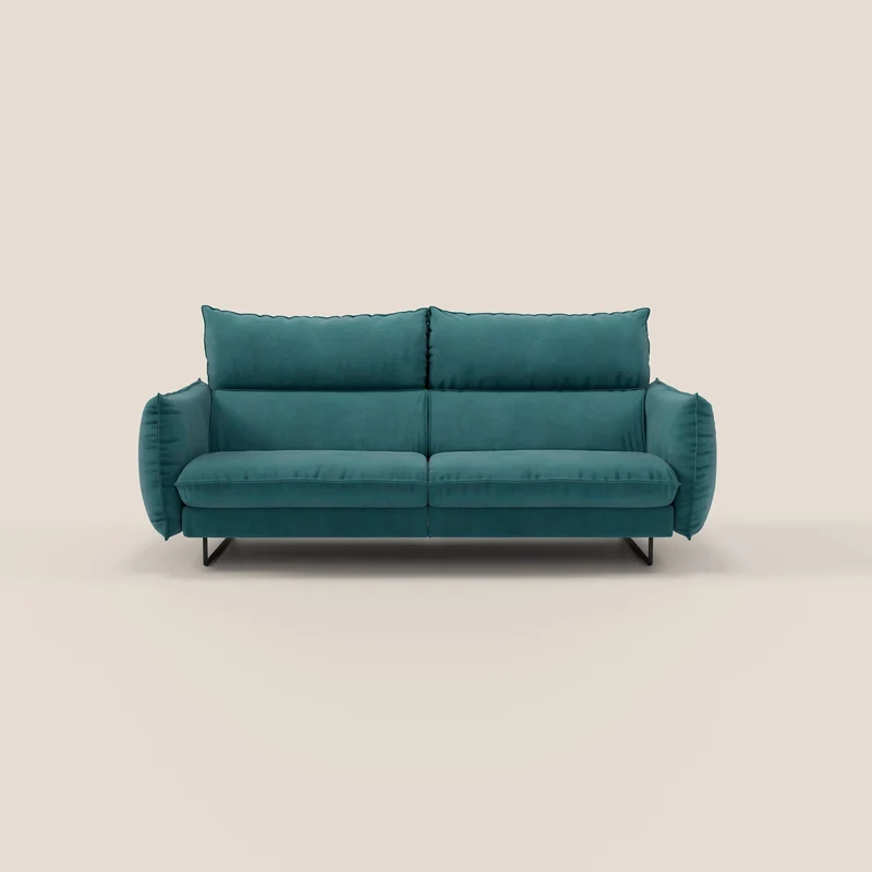 Monamour Divano dal design moderno con opzione relax elettrico in microfibra smacchiabile impermeabile T11 petrolio