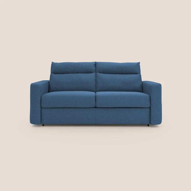 Cupido Divano letto materasso H18 cm e schienale alto in tessuto impermeabile simil cotone T13 blu